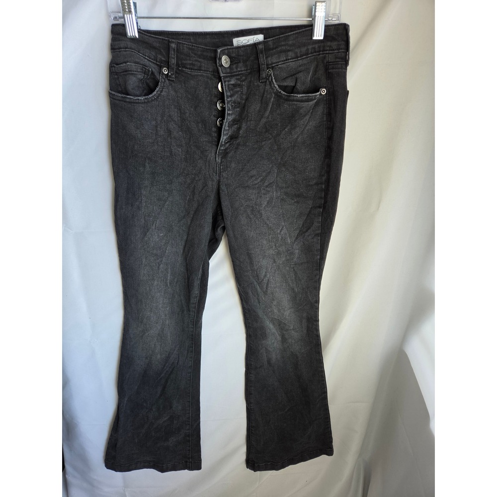 Sofia Jeans by Sofia Vergara Melisa Flare Black Button Fly Denim Pants